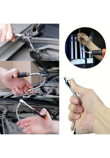 Evrensel Elektrikli Anahtar Soketi, 3 Sayımlı Bükülebilir Esnek Şaft