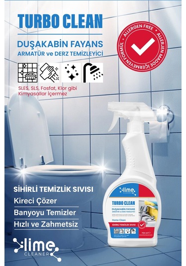 Lime Cleaner Pureflow Banyo Armatür Temizleyici + Turbo Clean Ultra Güçlü Banyo Temizleyici + Çok Amaçlı Sıvı Leke Çıkarıcı Set 3'lü