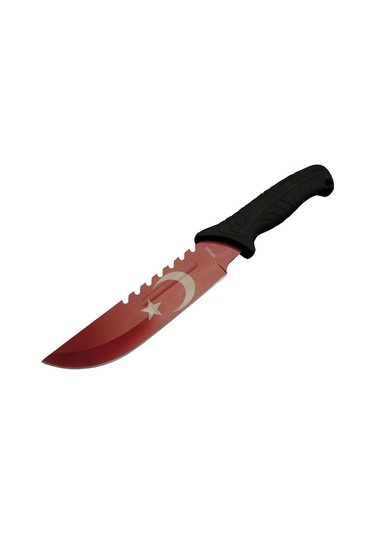 Ayyıldız Mf033 Rd Kırmızı Av Bıçağı 31cm - Testere Detaylı Bıçak, Oluklu, Kılıflı, Plastik Sap