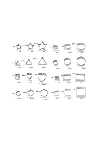 24 Adet Kurabiye Kesici Paslanmaz Çelik Kesici Kalıp Sandviç Kesiciler Mini Geometrik Şekiller Kurabiye Kesici