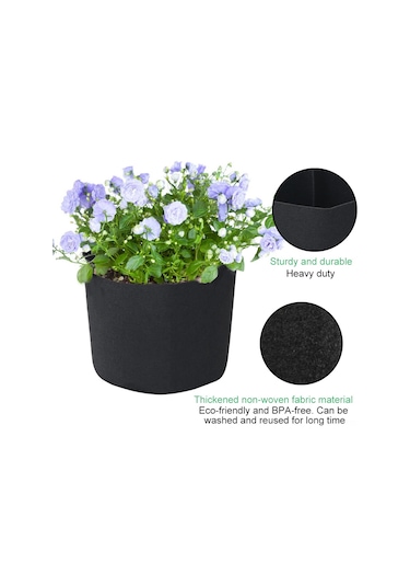 Jeehugo 3 Galon 5'li Paket Siyah Dikişsiz Bezi Bitki Yetiştirme Çanta - İç/şehir Bahçeleri, Bitki Büyümesini Ve Verimliliğini Artırır