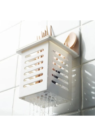 Gajeena Modern Mutfak İçin Pratik Duvara Monte Çok Amaçlı Mutfak Aparatı Askısı Beyaz
