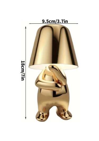 Willowhaven Golden Mr Why-g 1 Adet Modern Altın Ve Gümüş Thinker Masa Lambası Usb Portlu 3 Yönlü Ayarlanabilir Led Gece Işığı Yatak Odası Oturma Odası Ofis Füme