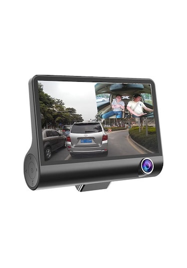 Samdoo 3 Yönlü Gece Görüşlü, Geniş Açılı Araç İçi Ve Ön Kayıt Cihazı - 4 İnç Düğmeli Versiyon Ön + İç + Arka