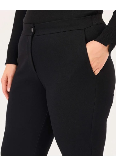 Büyük Beden Düğmeli Pantolon Gala-xi Siyah