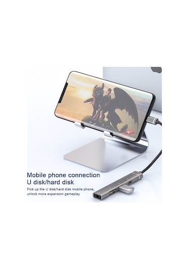 Usb-c / Type-c - 3,5 Mm + 2usb + Type-c Hub Yerleştirme İstasyonu Gri