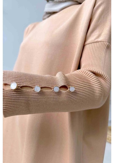 Kol Detay Merserize Tunik - Sütlü Kahve Sütlü Kahve