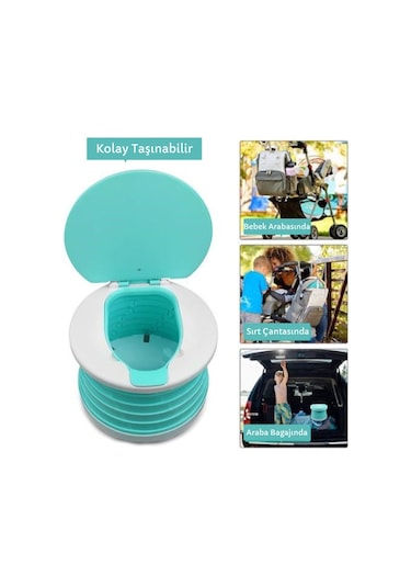 MooieBaby's Katlanabilir Çocuk Tuvaleti, Carry Potty,Yeşil