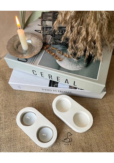 Dairesel Tealight Mumluk/şamdanlık 2 Li 14-7 Cm Beyaz
