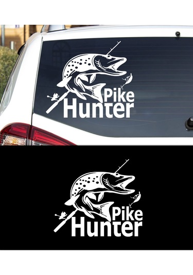30 X 30 cm - Pike Hunter Oto Sticker. Balık Avı Oto Sticker