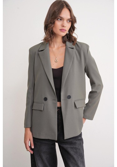 4516 Kadın Bezayağı Blazer Ceket Haki Haki