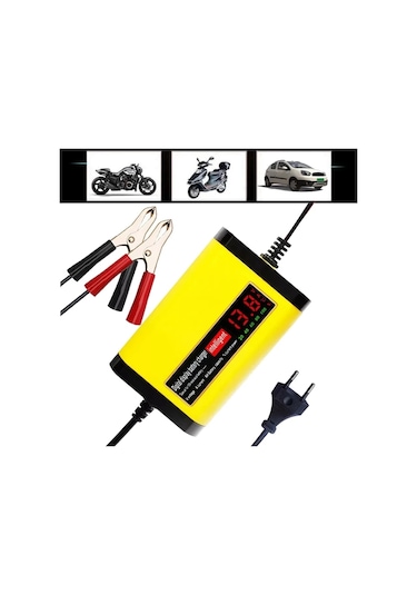 12 V 2a Tam Otomatik Araç Akü Şarj Cihazı Dijital Lcd Ekranlı Hızlı Şarj 3 Eu Plug