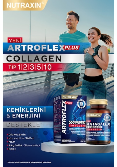 Nutraxin Artroflex Plus Collagen Tip 1 2 3 5 10 90 Tbl Magnezyum Bromelain Yumurta Kabuğu Glukozamin Msm