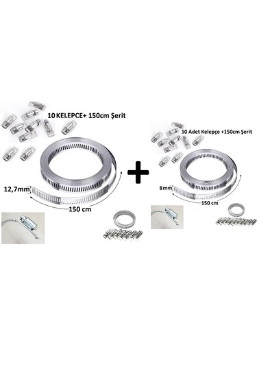 Yate10 Şerit Kelepçe Set 300cm Şerit 20 Adet Kelepçe