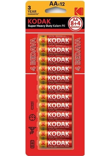 Kodak Super Heavy Duty AA Kalem Pil 12'li