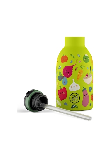 Clima Bottle Veggie Friends Pipetli Paslanmaz Çelik Termos 330 Ml Açık Yeşil