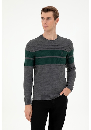U.S. Polo Assn. Erkek Slim Fit Bisiklet Yaka Antrasit Melanj Kazak 50293041-VR081 U.S. Polo Assn. Erkek Slim Fit Bisiklet Yaka Antrasit Melanj Kazak 50293041-VR081