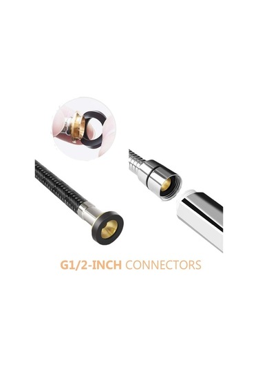 Pazly Abs Malzeme 6 Fonksiyonlu Krom Duş Başlığı - 1.5m Hortum + Ayarlanabilir Askı - Gümüş Gümüş