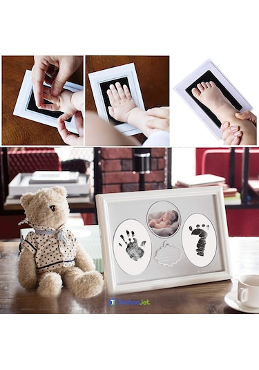 Technojet 1Adet Bebek El Ayak İzi Anı Seti Mürekkep Temassız Toksik Olmayan Yenidoğan Uyumlu