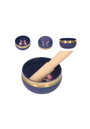 Vkemall Tibet Şarkı Kasesi Seti Buda Ses Kasesi Ve Ahşap Tokmak Charka Kasesi -koyu Mavi