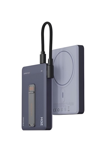 5000mah 20w Hızlı Şarj Kablosuz Magsafe Powerbank Type-c Kablolu/girişli Standlı - Siyah Siyah