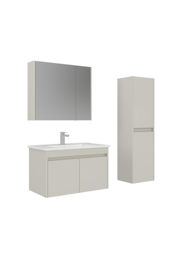 Orka Arno 85 Cm Parlak Kaşmir Kapaklı Banyo Dolabı Takımı Ve Boy Dolabı Kaşmir