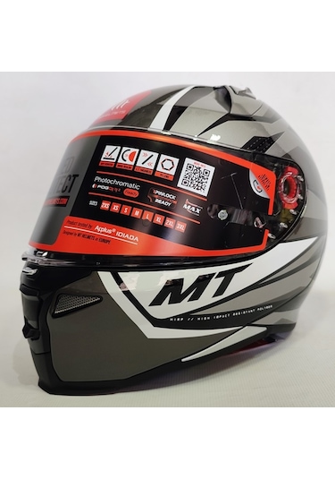 MT Kask Revenge 2 Kley B0 Parlak Gri - Şeffaf Vizörlü