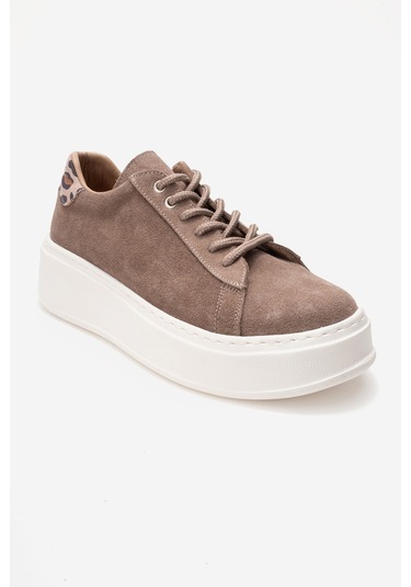 Gueno Kum Hakiki Deri Süet Kadın Spor Ayakkabı Kum
