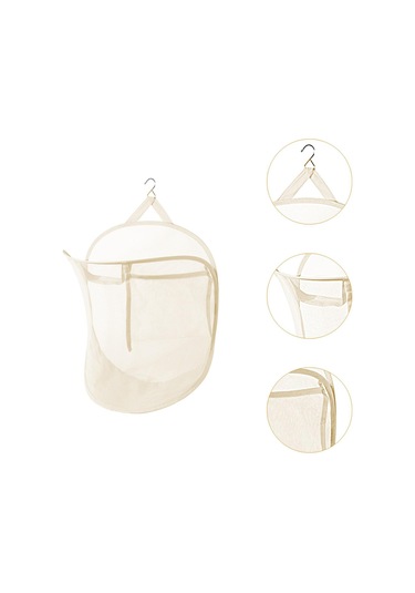 Suntek Çamaşır Kapısı Ev Tipi İçin Ağ Askılı Sepeti Dolap Saklama Bej