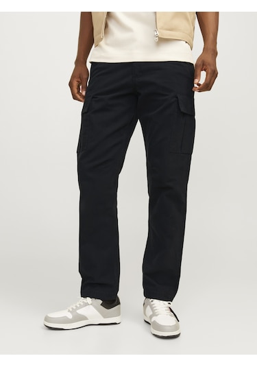 Jack & Jones Erkek Pamuklu Kargo Pantolon - Kane - 12258150 Siyah