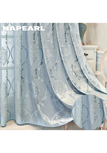 1 Pc Napearl Moda Avrupa Tarzı Tül Perdeler Yüksek Kaliteli Yumuşak Tül Perdeler Oturma Odası Yatak Odası Ev Dekor İçin Mavi