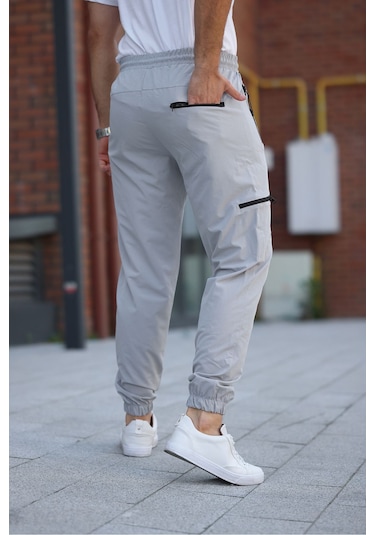 Erkek Açık Gri Eşofman Altı Kaliteli Paraşüt Kumaş Açık Gri