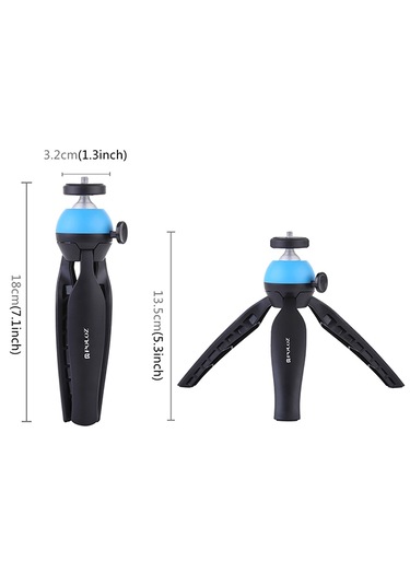 Puluz 360 Derece Top Başlı Mini Tripod Dağı Mavi