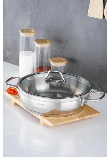 Acar Karat 28 Cm Basık Kısa Çelik Tencere