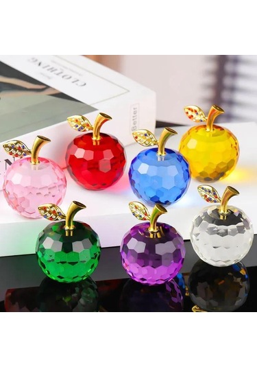 Moveevo Kırmızı Kristal Elma, 5 Cm, Minimalist Ev Dekorasyonu, Hediye İçin Uygun Nikah, Doğum Günü, Noel