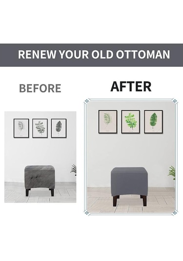 Haki Jakarlı Dayanıklı Kare Streç Ayak Dayama Tabure Mobilya Koruyucu Dikdörtgen Tezgah  S