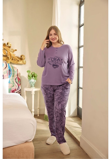 Aydoğan Kadın Suzi Büyük Beden Termal Mistik Mor Pijama Takım 0679 Lavanta