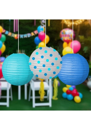 Mavi Kağıt Fener Seti 3 Lü 25 Cm Tüm Yaşlar