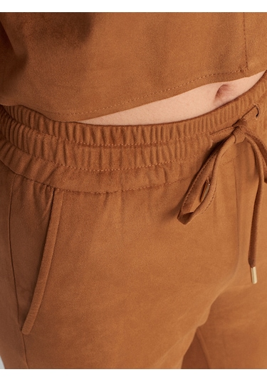 Dilvin 71594 Manşetli Jogger Süet Pantolon Taba