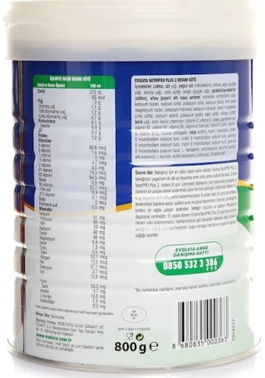 Evolvia Nutripro Plus 2 Devam Sütü 6+ Ay 3 x 800 G
