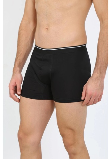 Giyim Erkek Pamuk Likralı Boxer Siyah Siyah