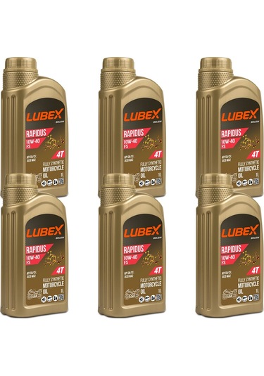 Lubex Rapidus Fs 10W-40 1 L 4 Zamanlı Motosiklet Yağı (6 Adet)