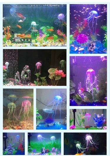 Vkemall Oranj Orta Boy Fluoresan Yumuşak Silikon Denizanası - Akvaryum Dekorasyonu, Canlandıran Su Ortamı, Zenginleyici Görünüm