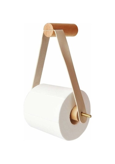 Pazly Ahşap Duvara Monte Tuvalet Kağıdı Tutucu, Retro Banyo Dekoru, Vintage Rulo Kağıtlık, Beyaz Diğer