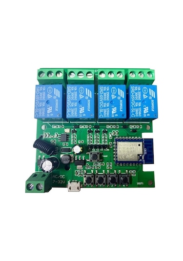 Geeroyoo Akıllı Ev Uzak Kumanda Anahtarı - 4 Kanal Tuşlama Modülü 5v/7-32v, Wıfı+rf Kumanda Dahil Koyu Yeşil