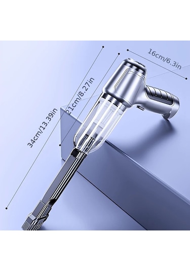 Honeybeeshop Gümüşi Kablosuz Vakum Temizleyici Çok Fonksiyonlu Güçlü Emiş Üfleme Toz Toplayıcı