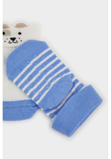 DeFacto Erkek Bebek Kaydırmaz Taban 2'li Pamuklu Uzun Çorap E4981A5NSKR1 Çok Renkli