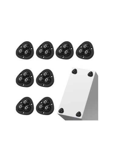 Novahub Siyah 8 Adet Kendinden Yapışkanlı Mini Tekerlek - Kolay Kayma Ve 360 Derece Dönüş - Mutfak Aletleri Ve Eşyalar İçin/ Siyah