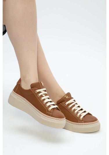Tamer Tanca Kadın Hakiki Deri Taba Floter Sneakers & Spor Ayakkabı 937 5022-09 Bn Ayk Y23 Taba Floter Taba