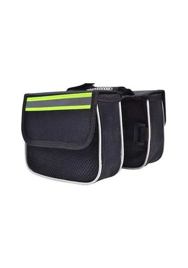 Pazly Çerçeve Çantası - Büyük Kapasiteli, Reflektörlü, Telefon Cebi İle Güvenli Bisiklet Sürüşü Siyah